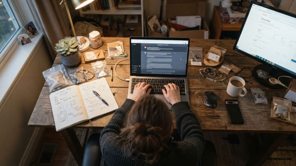 ChatGPT automation side hustle workflow on a laptop screen