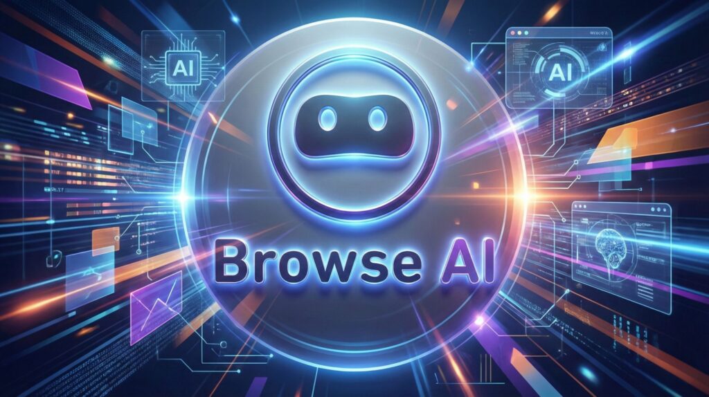 Browse AI dashboard interface showing no-code web scraping workflow with data extraction preview - April 2026 review