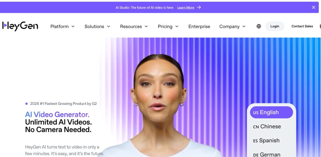 HeyGen AI avatar and voice replication tool homepage for video creation