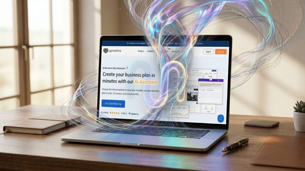 Laptop con assistente AI per business