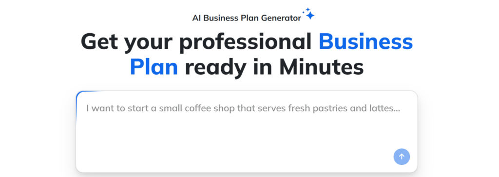 Upmetrics AI editor showing editable business plan sections with formatting tools and AI regeneration options
