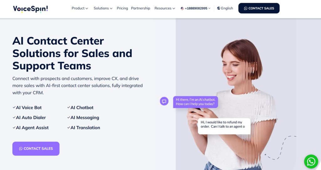 VoiceSpin AI review predictive dialer dashboard for outbound sales automation