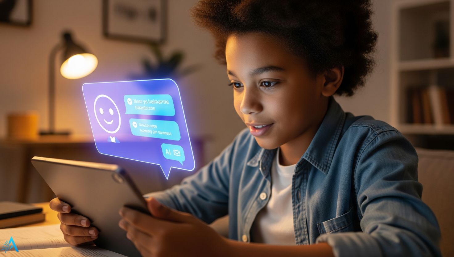 Student using a text-to-speech app on a tablet, one of the AI tools for students with learning disabilities
