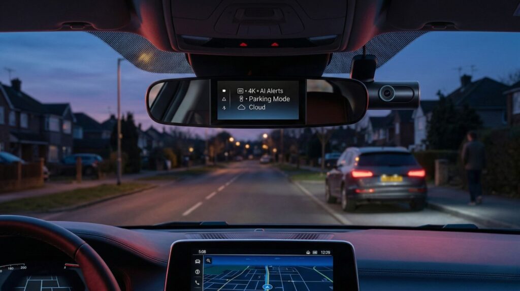 Best AI Dash Cams hero image with 4K, parking mode, and cloud features showcased.