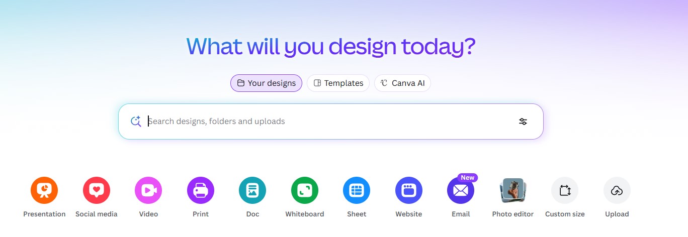 Canva Free editor, one of the free AI tools for designers, with AI tools panel open