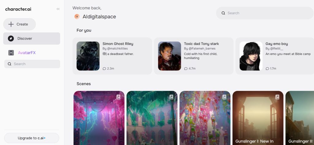Character.AI roleplay chat, one of the best AI companions for creative conversations