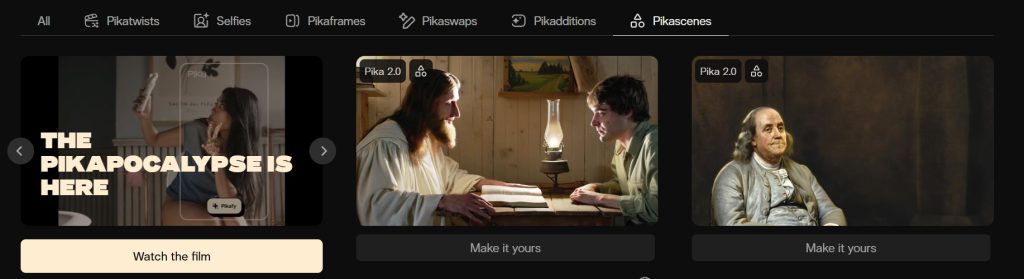 Pika Labs interface showing best free AI tools to create comics with motion animation features