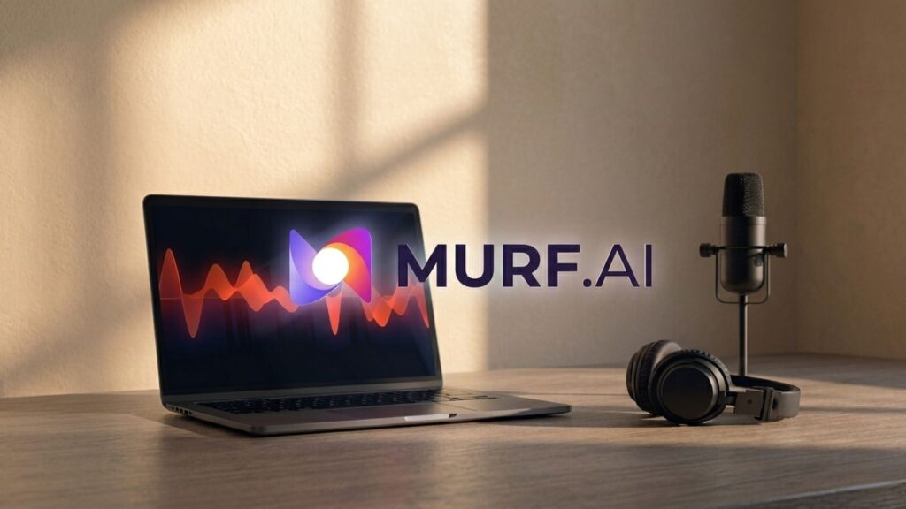 Best AI voice generator Murf AI interface showing professional voiceover creation for YouTube videos and podcasts with realistic text-to-speech technology