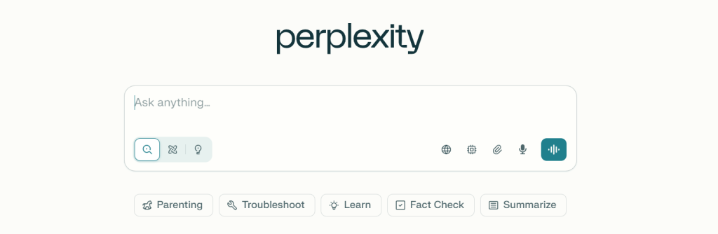 Perplexity AI search interface showing cited answers in 2026