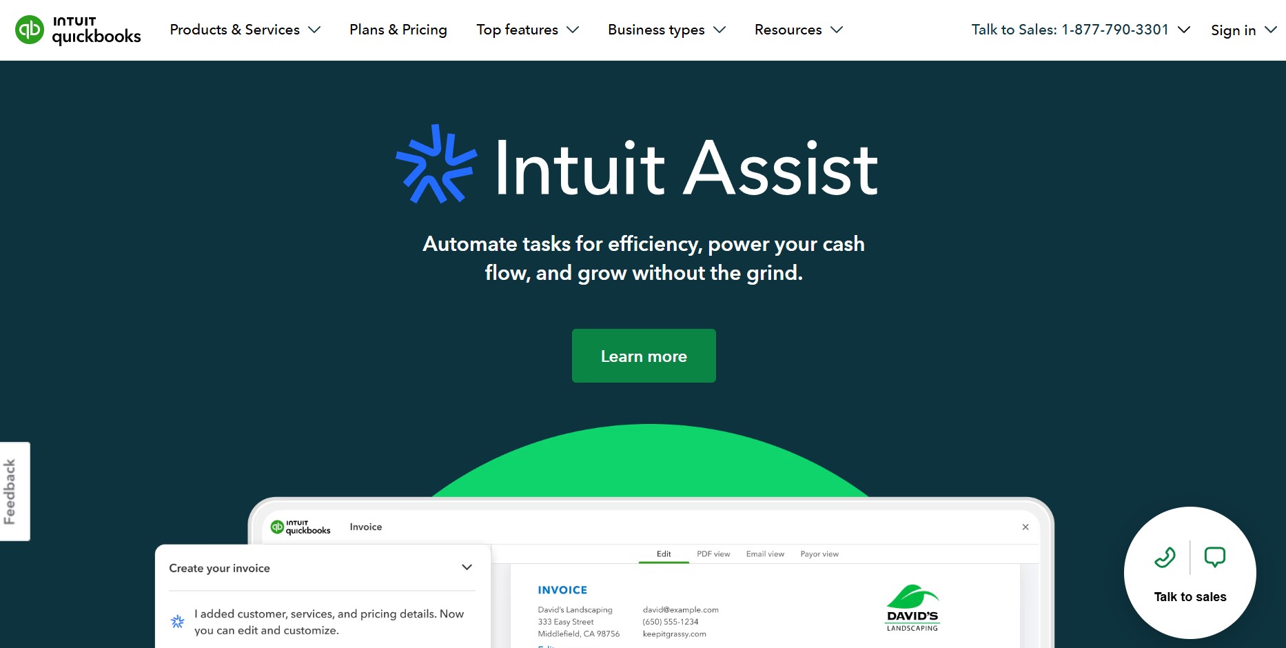 AI tools for small business finance QuickBooks AI dashboard with real-time bookkeeping automation