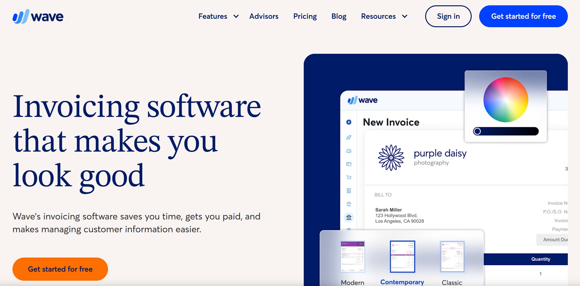 Wave accounting dashboard with manual expense entry for small business