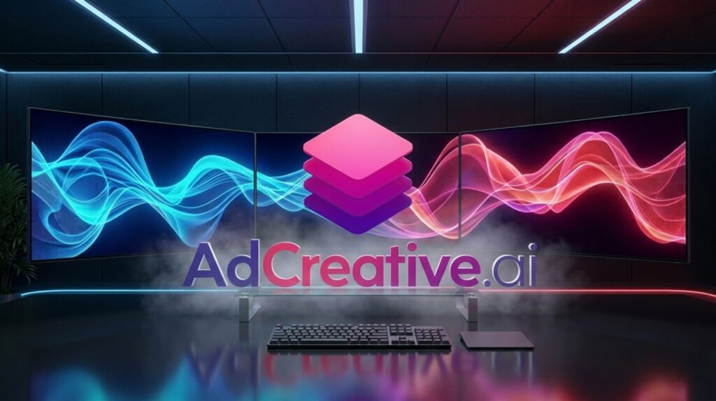 AdCreative.ai review . Dashboard showing AI-generated ad creatives and performance analytics