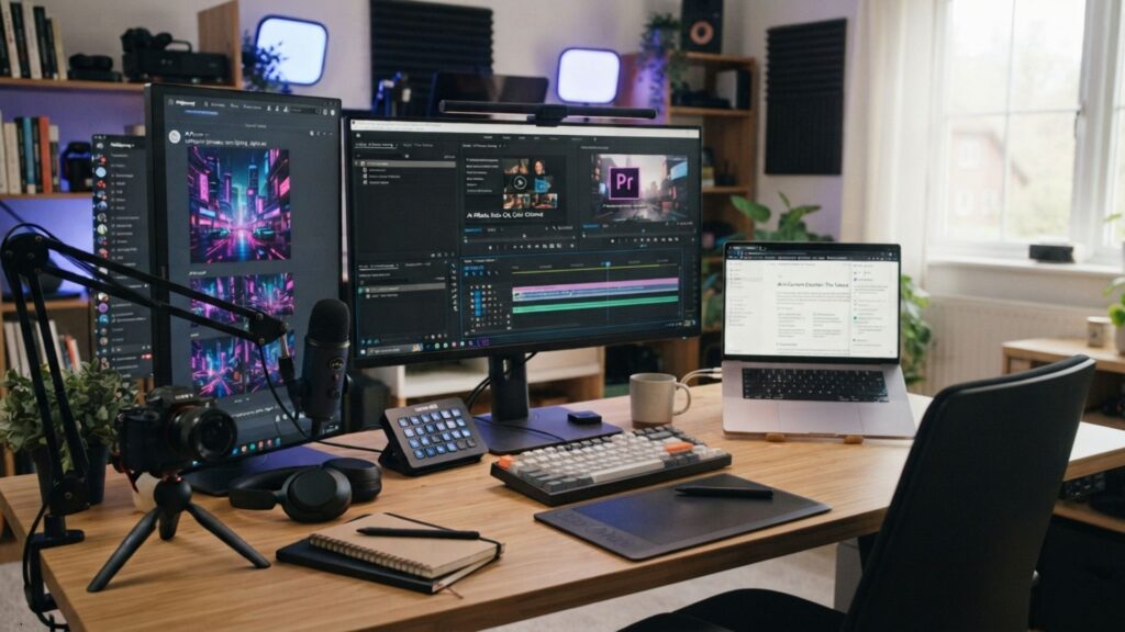 AI for creators workspace showing art, writing, and video tools running together