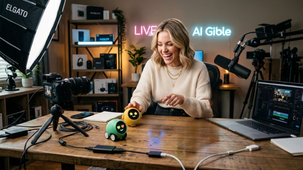 Best AI gear for influencers including smart gimbals, AI webcams, and AR glasses for content creation