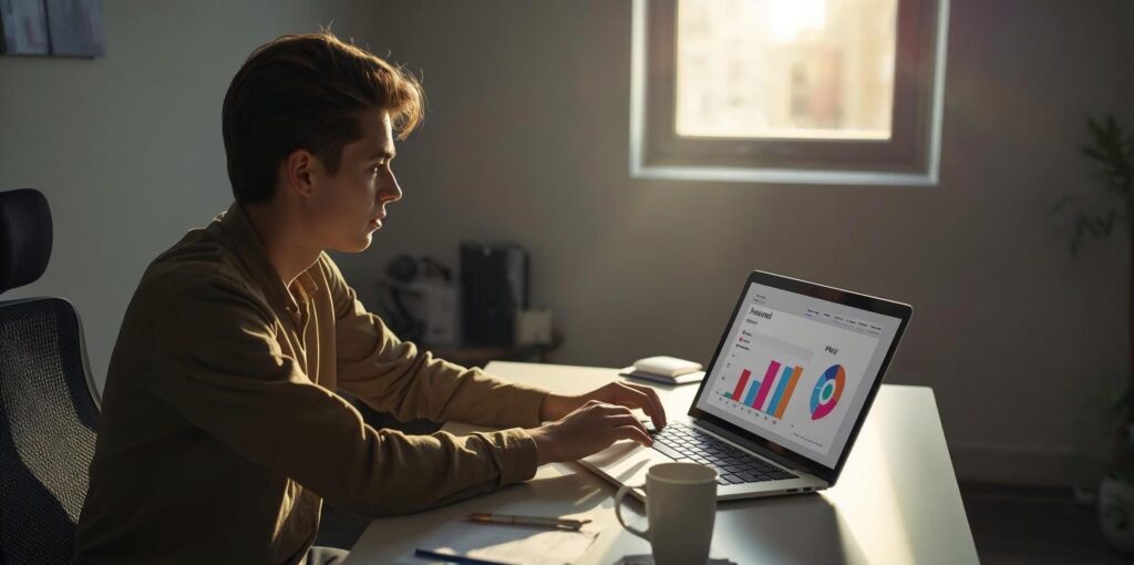 Young entrepreneur following a 7-day AI launch plan to make first online dollars