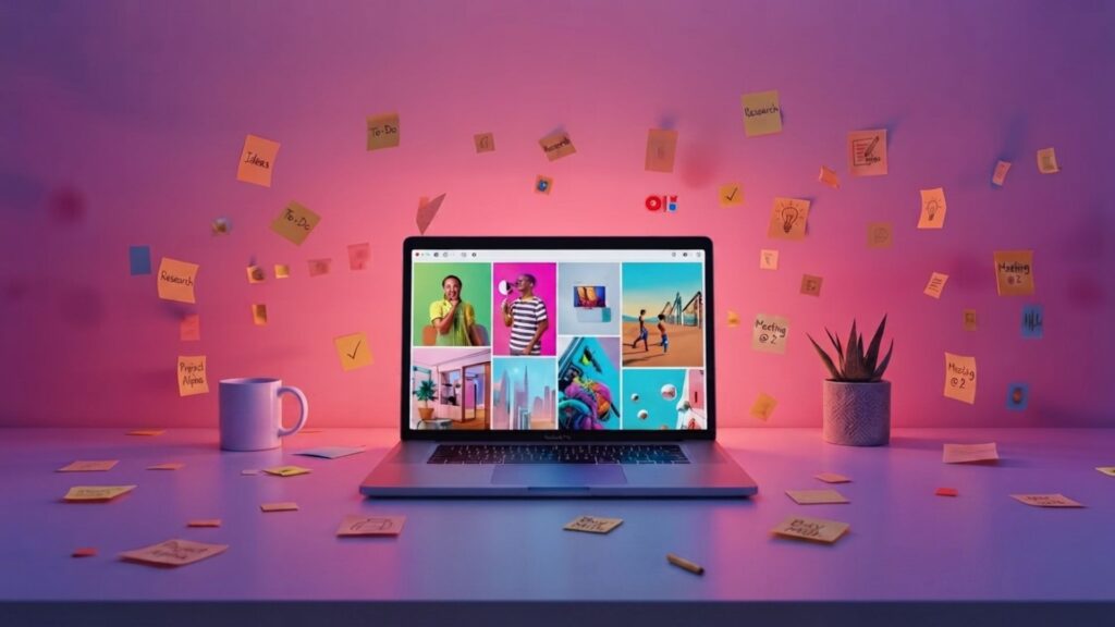 Person using Google Mixboard AI moodboard tool to brainstorm creative visual concepts