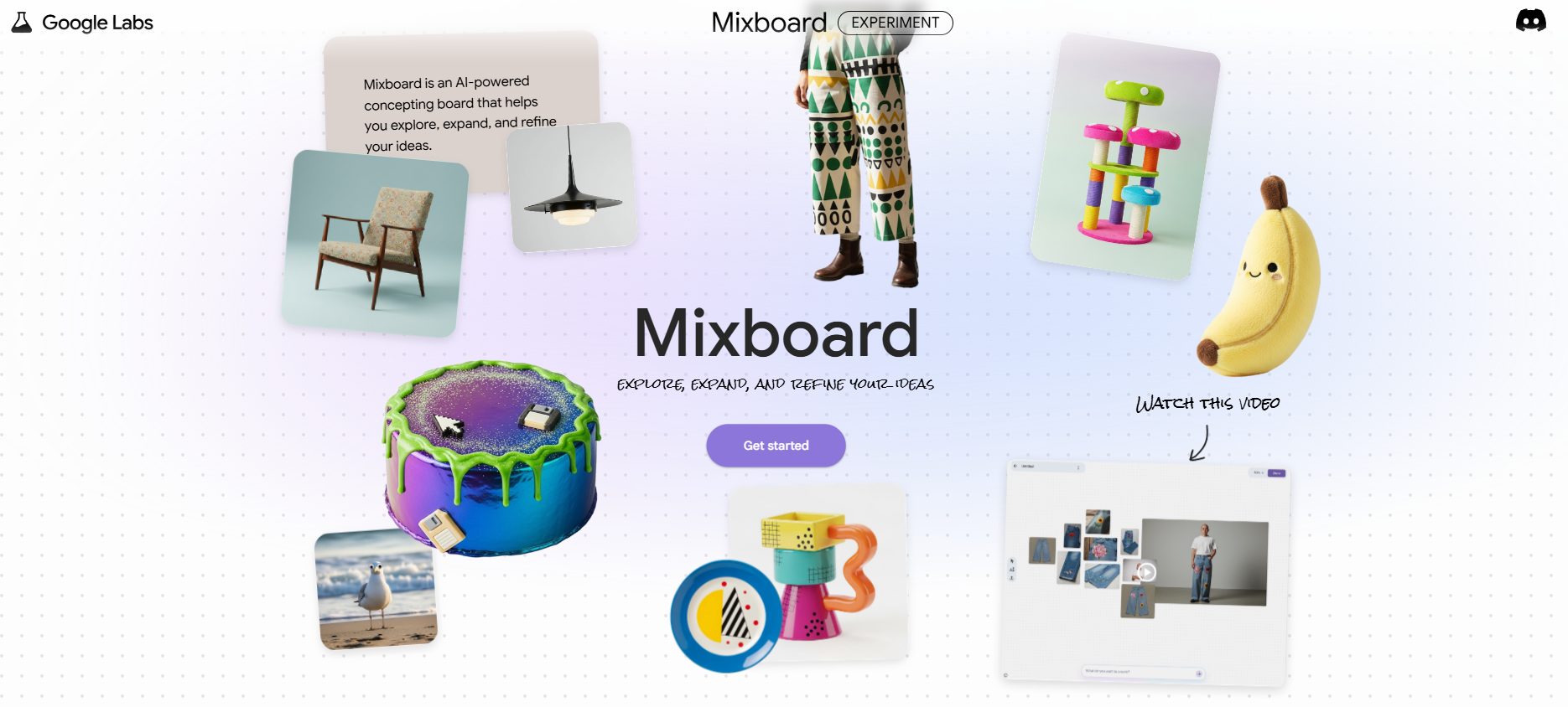 Google Mixboard AI moodboard tool generating a visual concept board from a text prompt