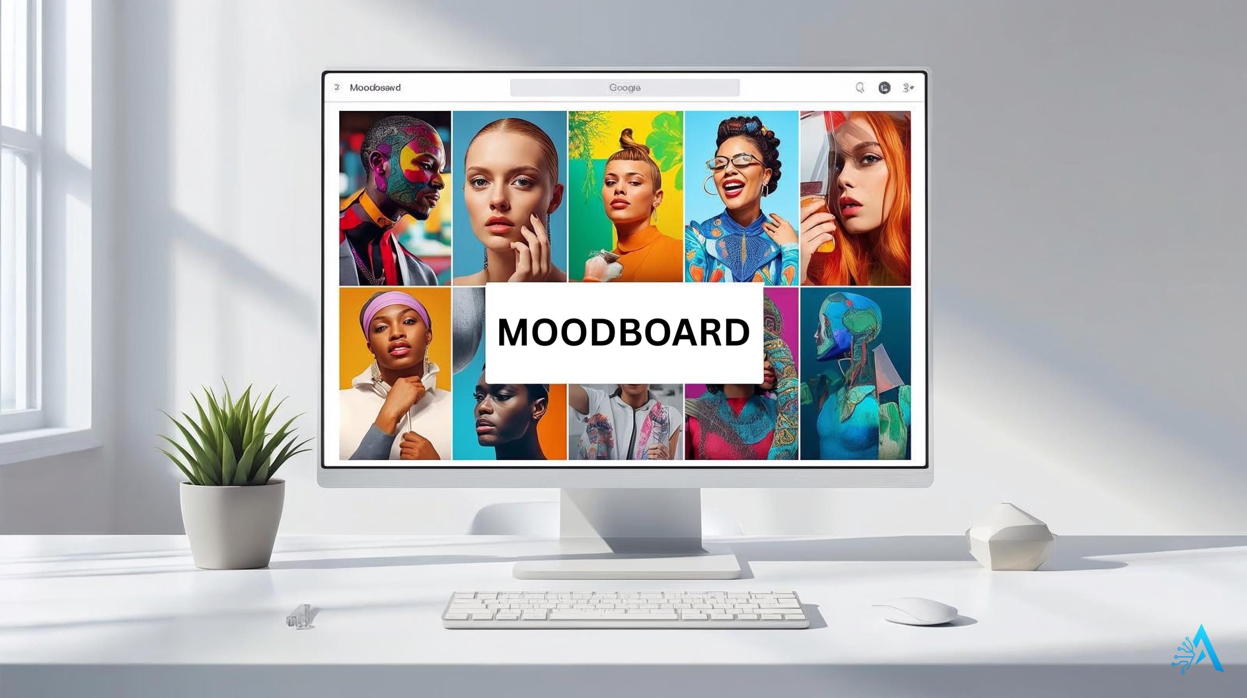 Google Mixboard AI moodboard interface showing a generated board with images and layout ideas