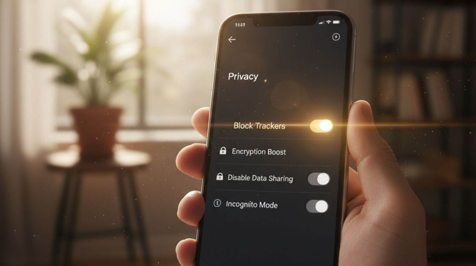 User adjusting privacy permissions on a phone to limit AI behavior tracking
