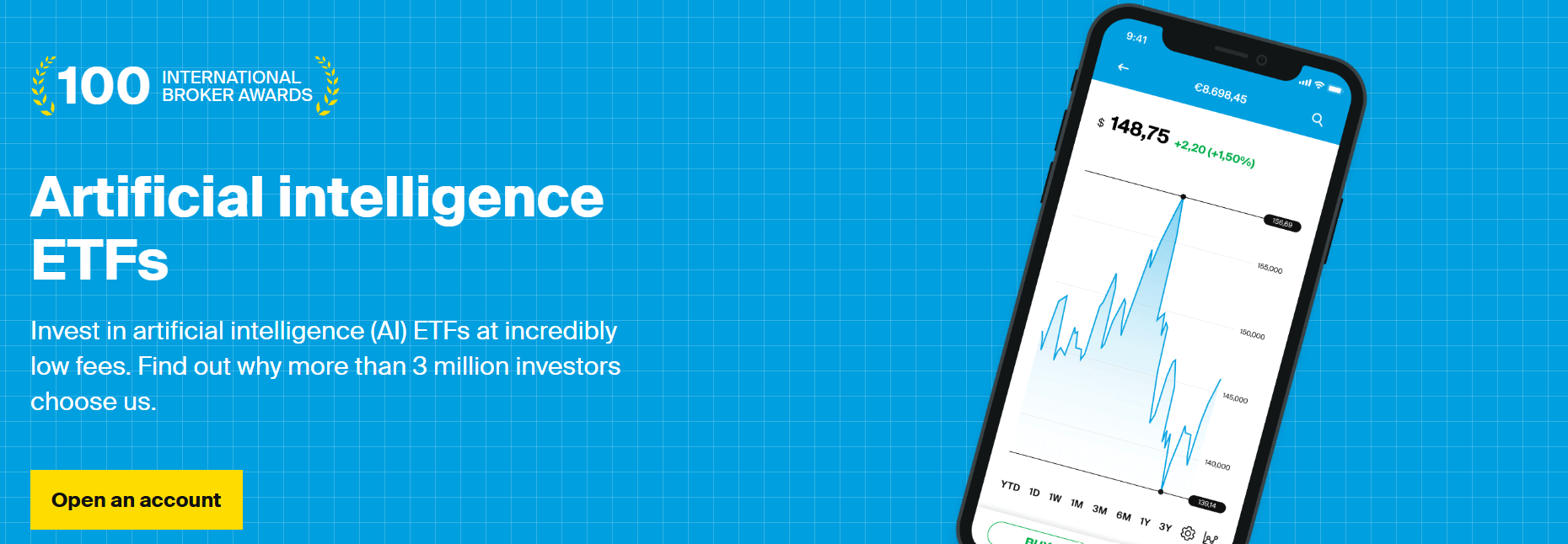 AI ETFs investment platform interface showing trading app and portfolio growth