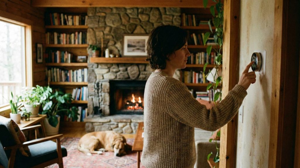 Person adjusting a smart thermostat at home to save energy with the best AI smart thermostats 2025