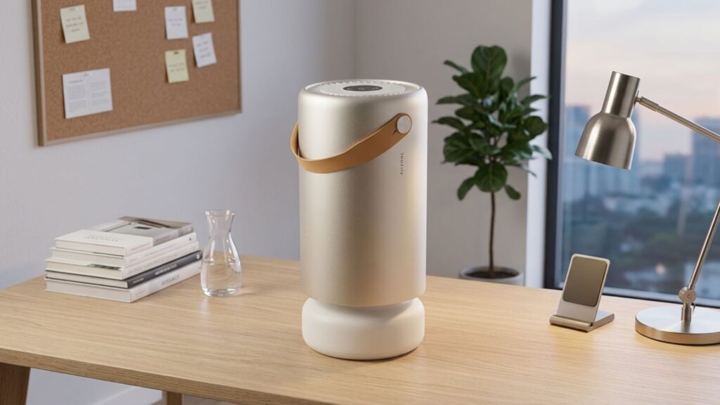 intelligent air purifier Coway Airmega with color-coded air quality indicator and Max2 filter system
