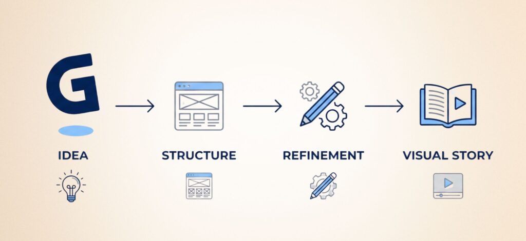 AI visual storytelling workflow from idea to visual story