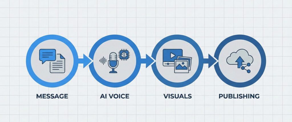 faceless videos AI workflow steps from script to publishing