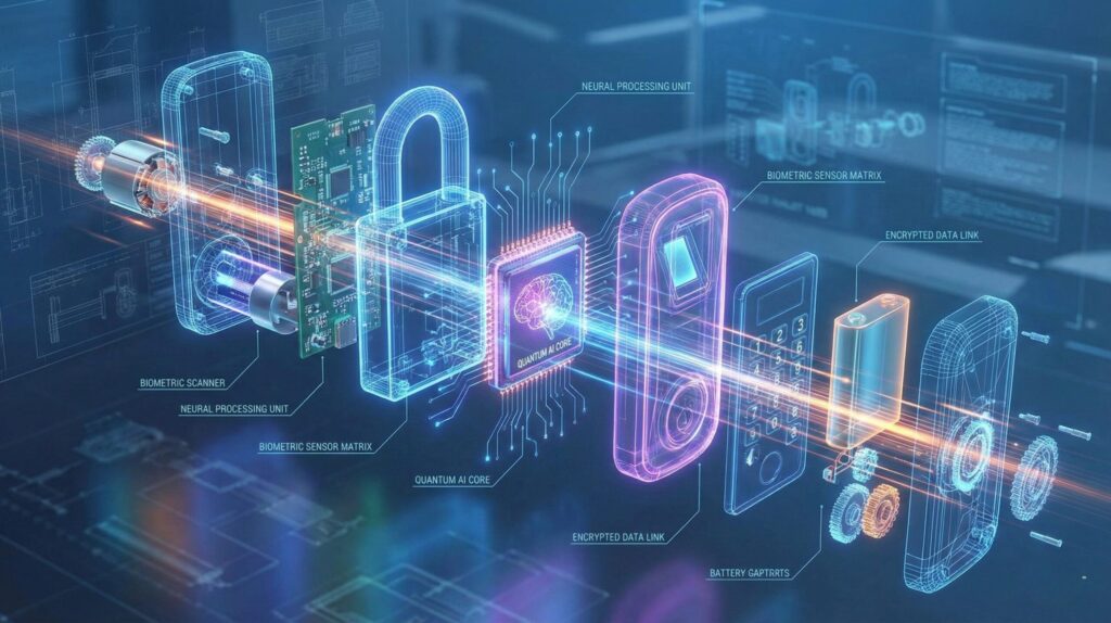 Diagram showing how AI smart locks analyze access patterns and send alerts