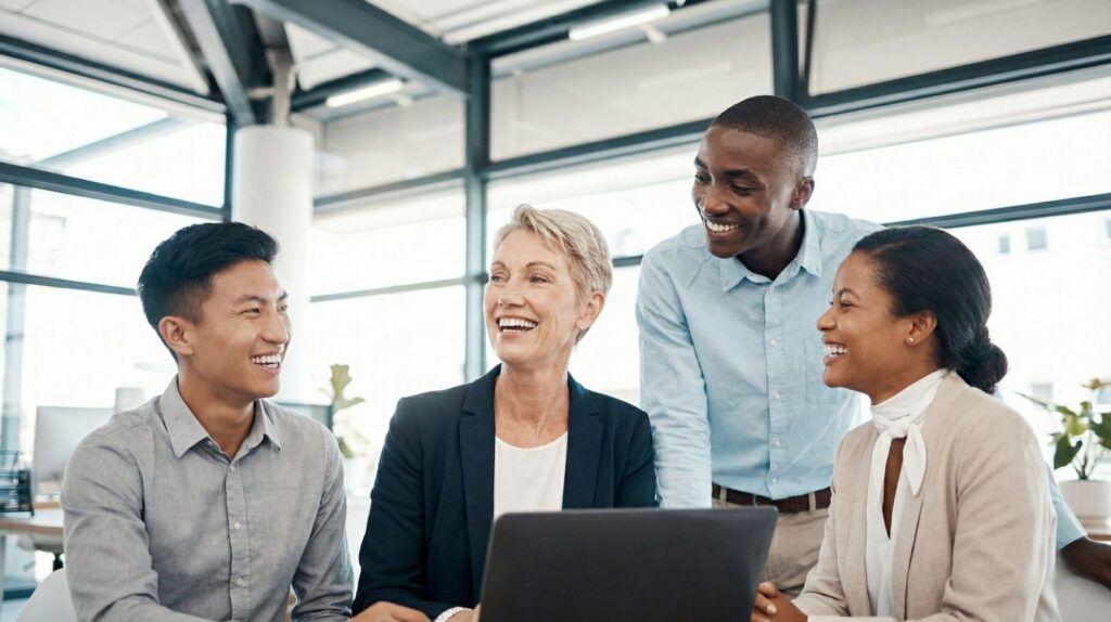 Team collaborating in a modern workplace as artificial intelligence changes everyday jobs