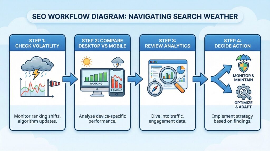 Step-by-step workflow showing how to use SEMrush Sensor correctly