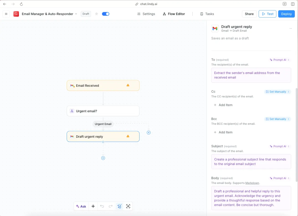 Tone profile settings to make a Lindy AI assistant reply like you