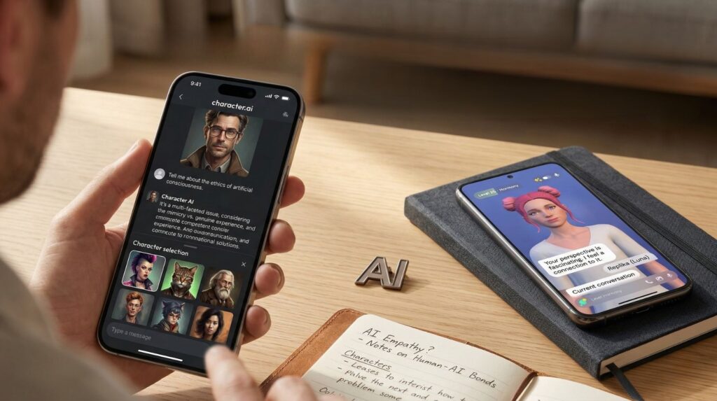 AI companion apps like Replika and Character.AI showing rapid user growth