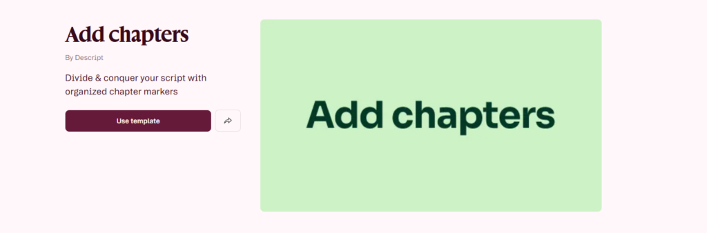 Descript Underlord AI generating YouTube chapter markers automatically