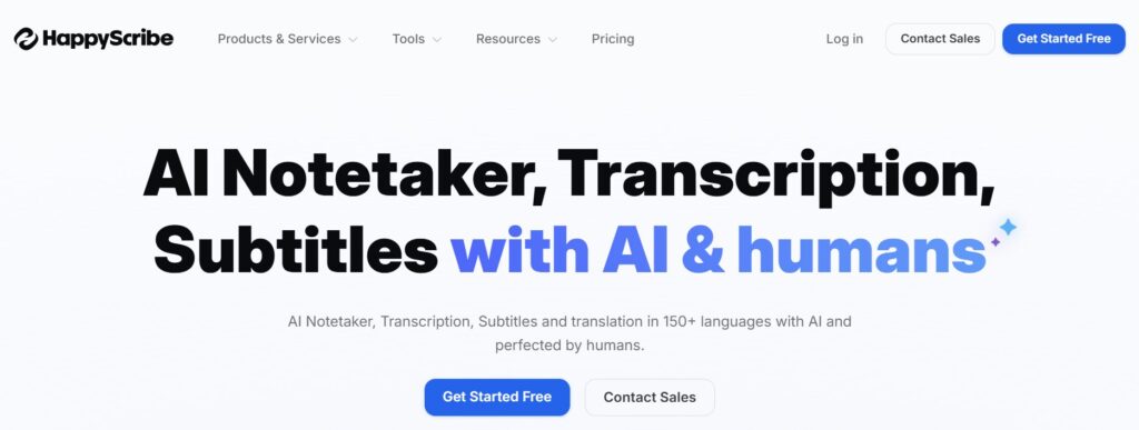 Happy Scribe AI tool to auto caption and translate videos with automatic transcription in 120+ languages