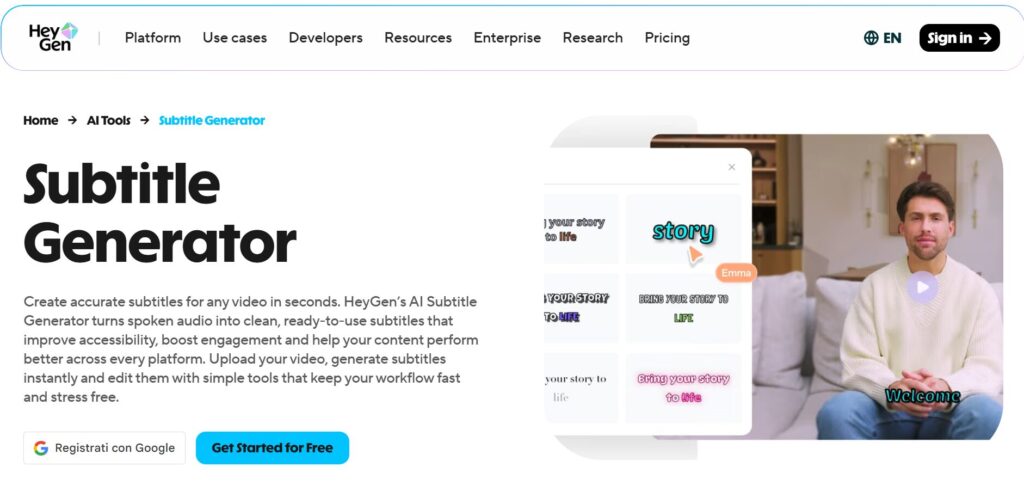 HeyGen AI platform to auto caption and translate videos with voice cloning and lip-sync technology