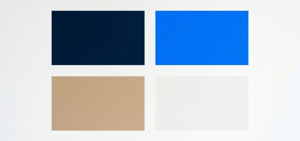 A four-color brand palette system used for consistent AI visual branding across Canva, Midjourney, and other design tools
