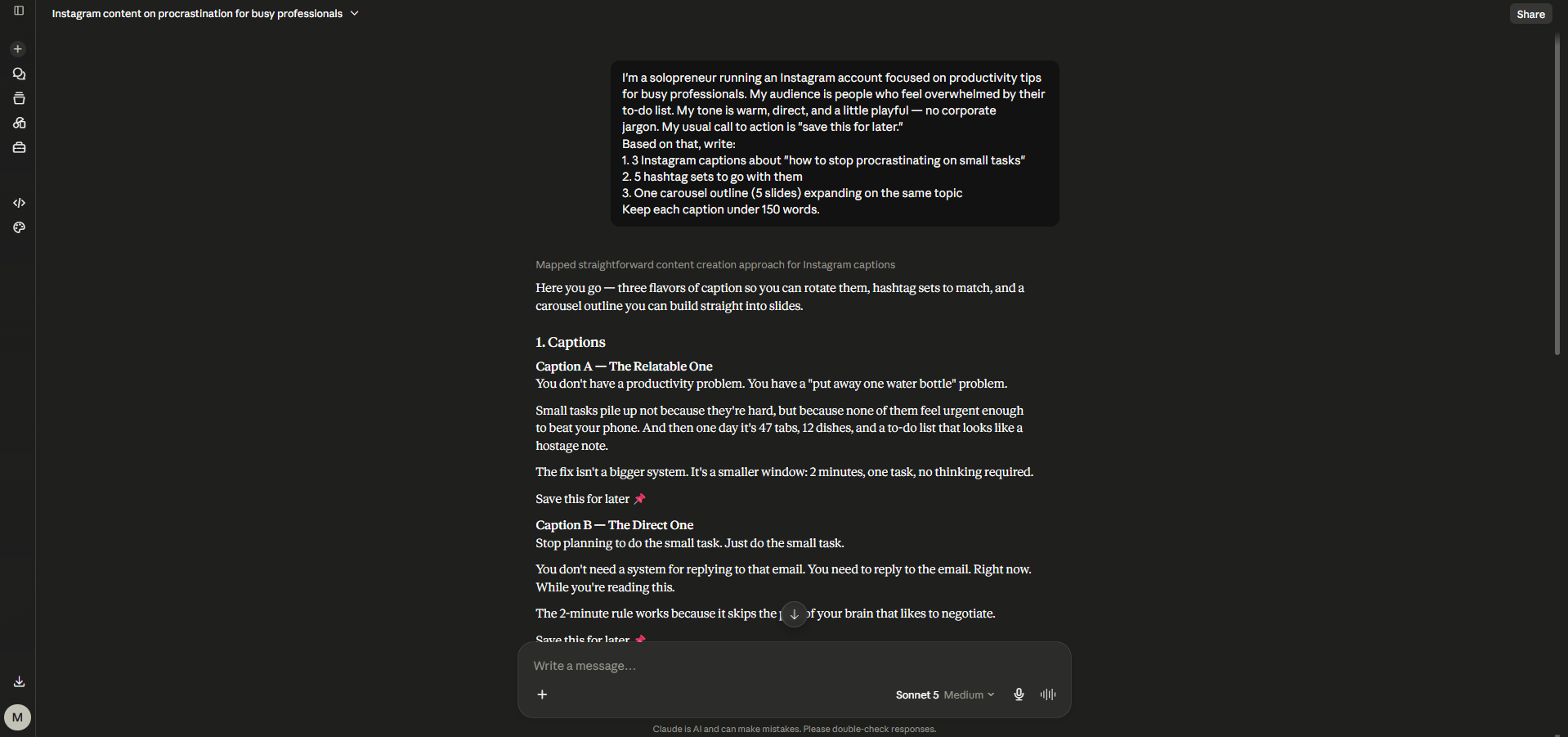 Weekly content workflow after you connect Claude to Instagram: review, plan, write, schedule