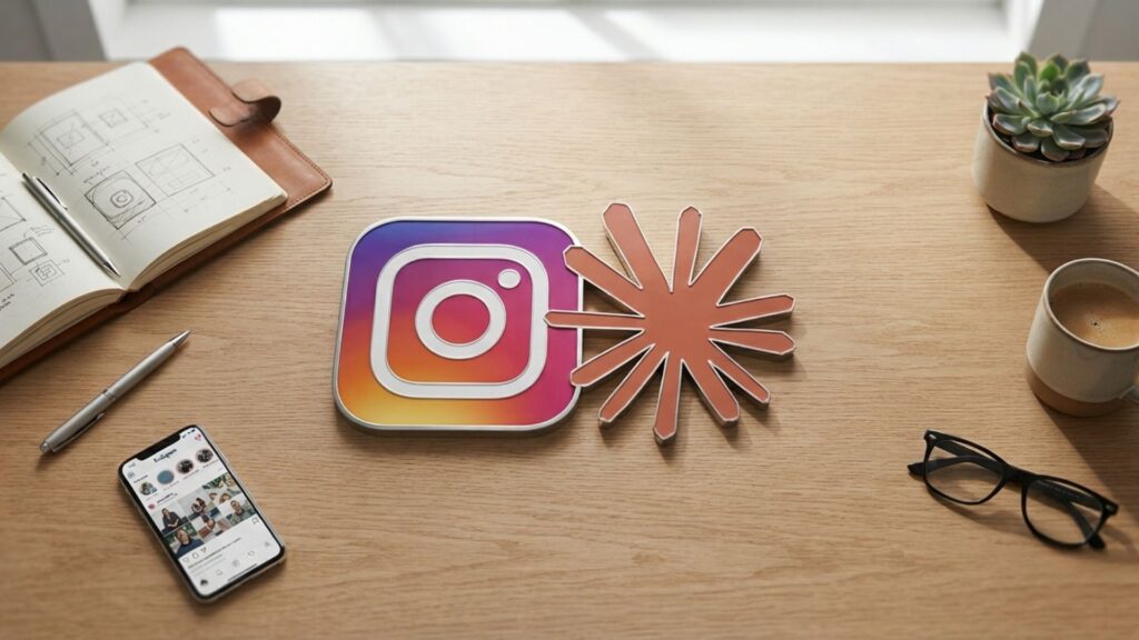 Person connecting Claude to Instagram on a laptop using a connector setup screen