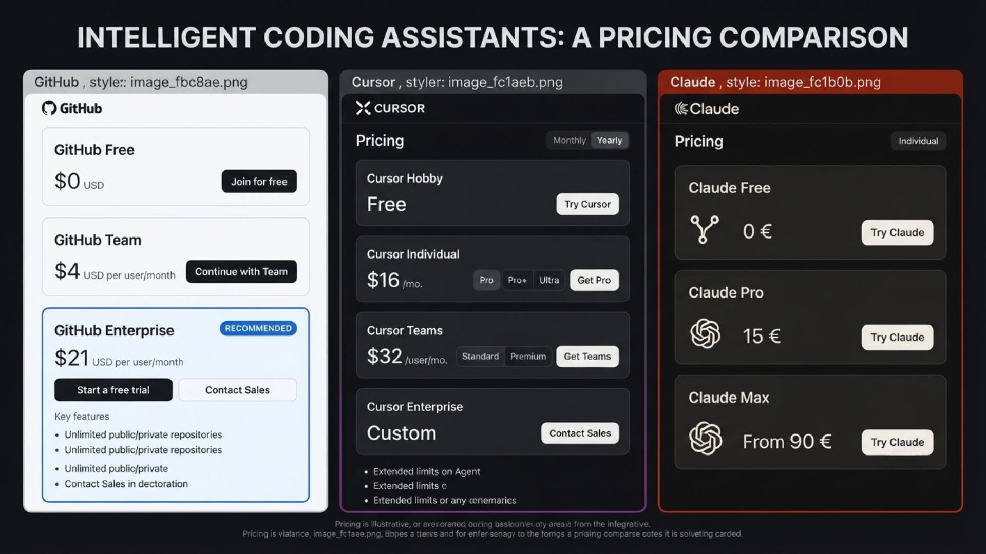 GitHub Copilot vs Claude Code vs Cursor pricing comparison chart for 2026
