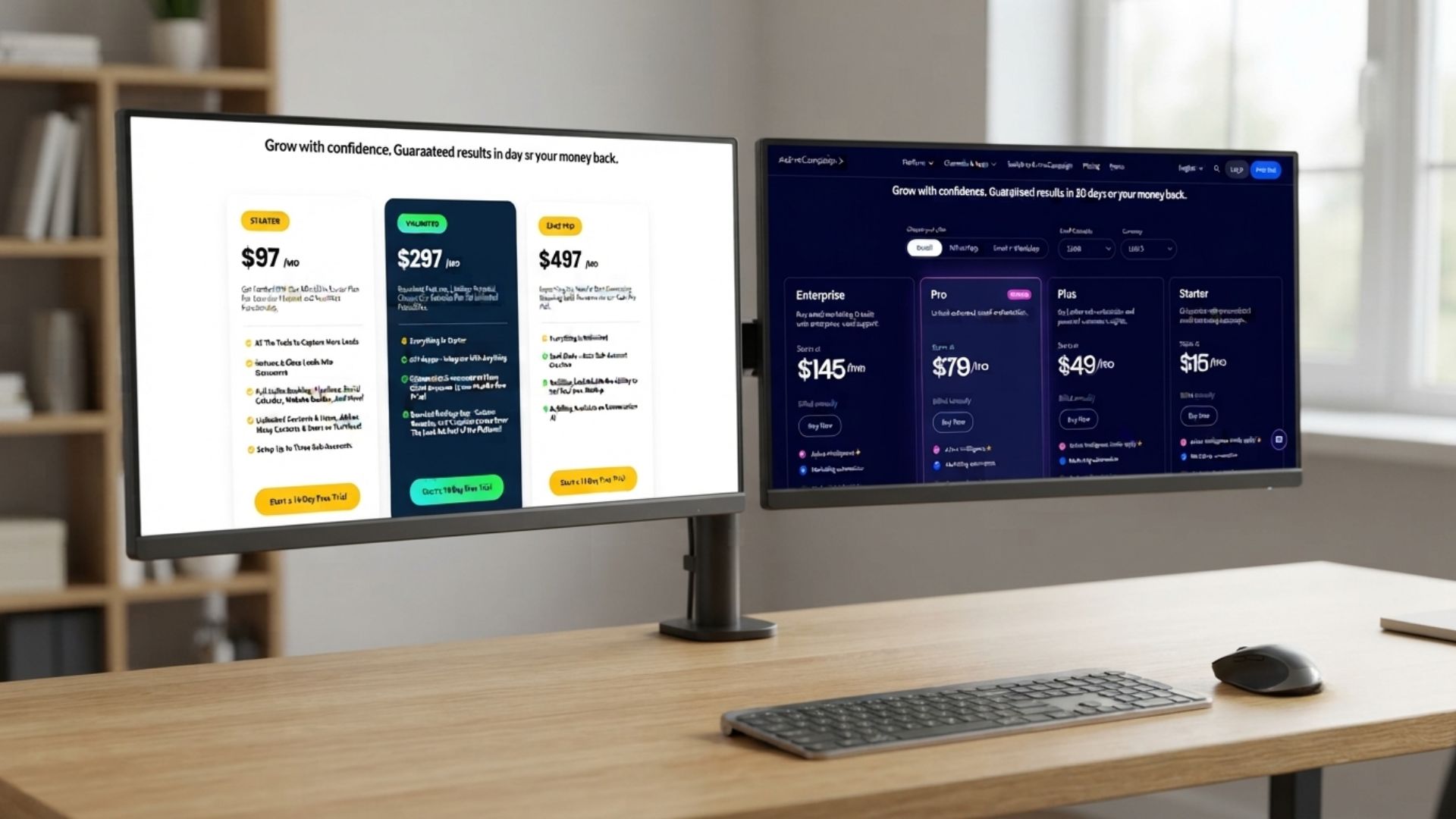 GoHighLevel vs ActiveCampaign pricing plans screenshot comparison