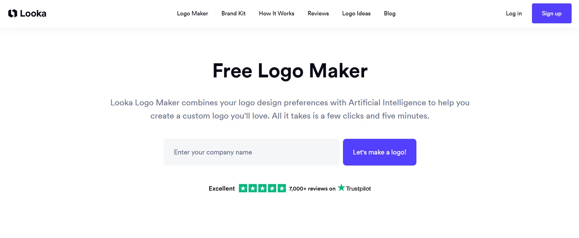 Looka AI review screenshot showing the brand kit generator interface
