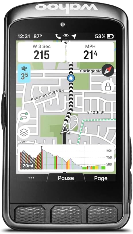 Wahoo ELEMNT ACE AI cycling computer navigation screen