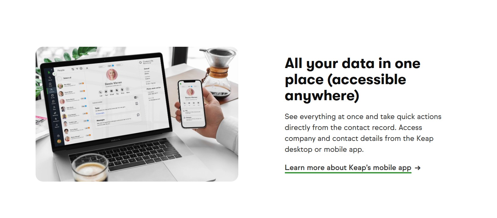 Keap CRM automation keeping all contact data in one place