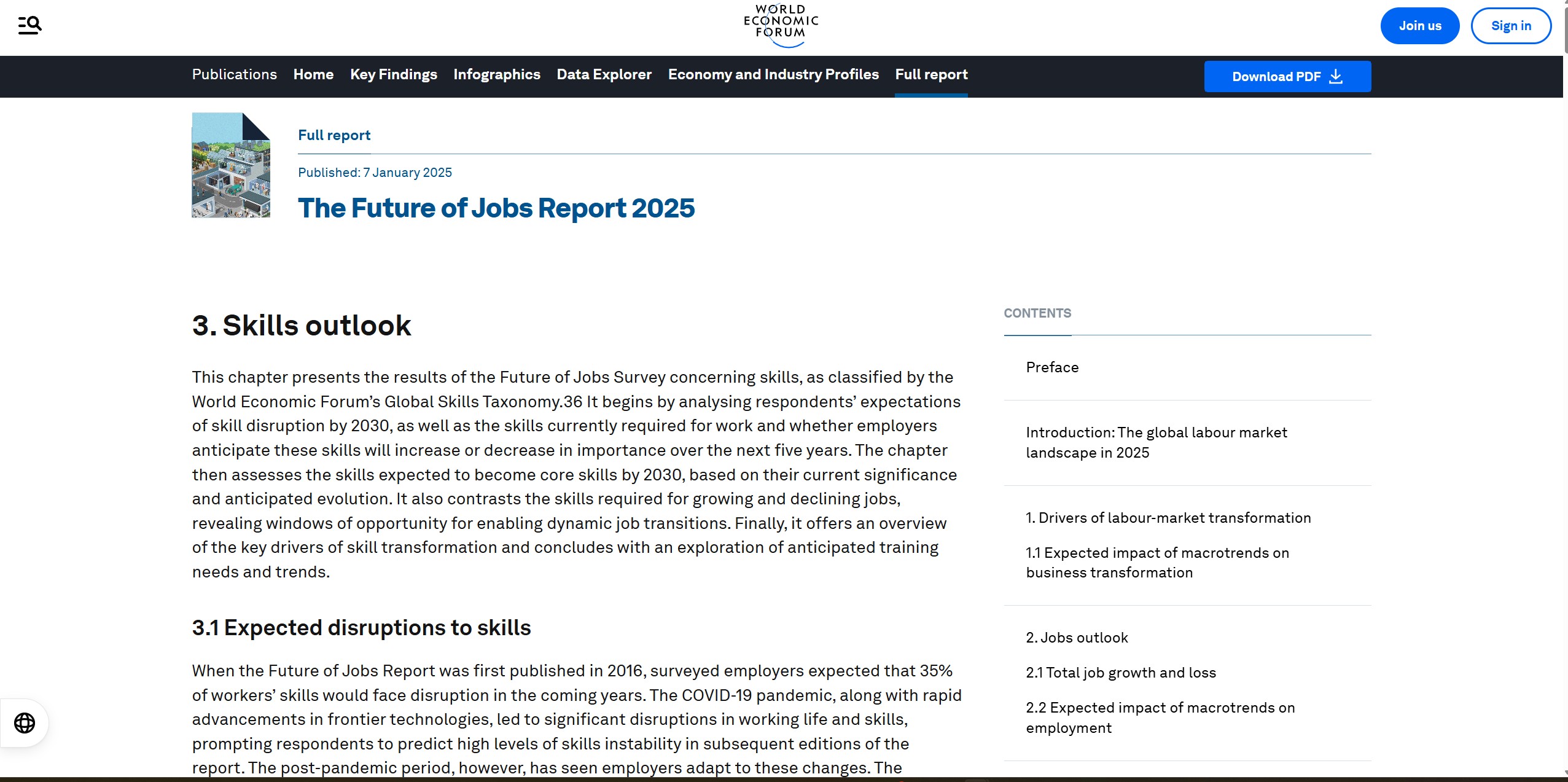 WEF Future of Jobs Report chart showing future-proof skills rising in importance through 2030