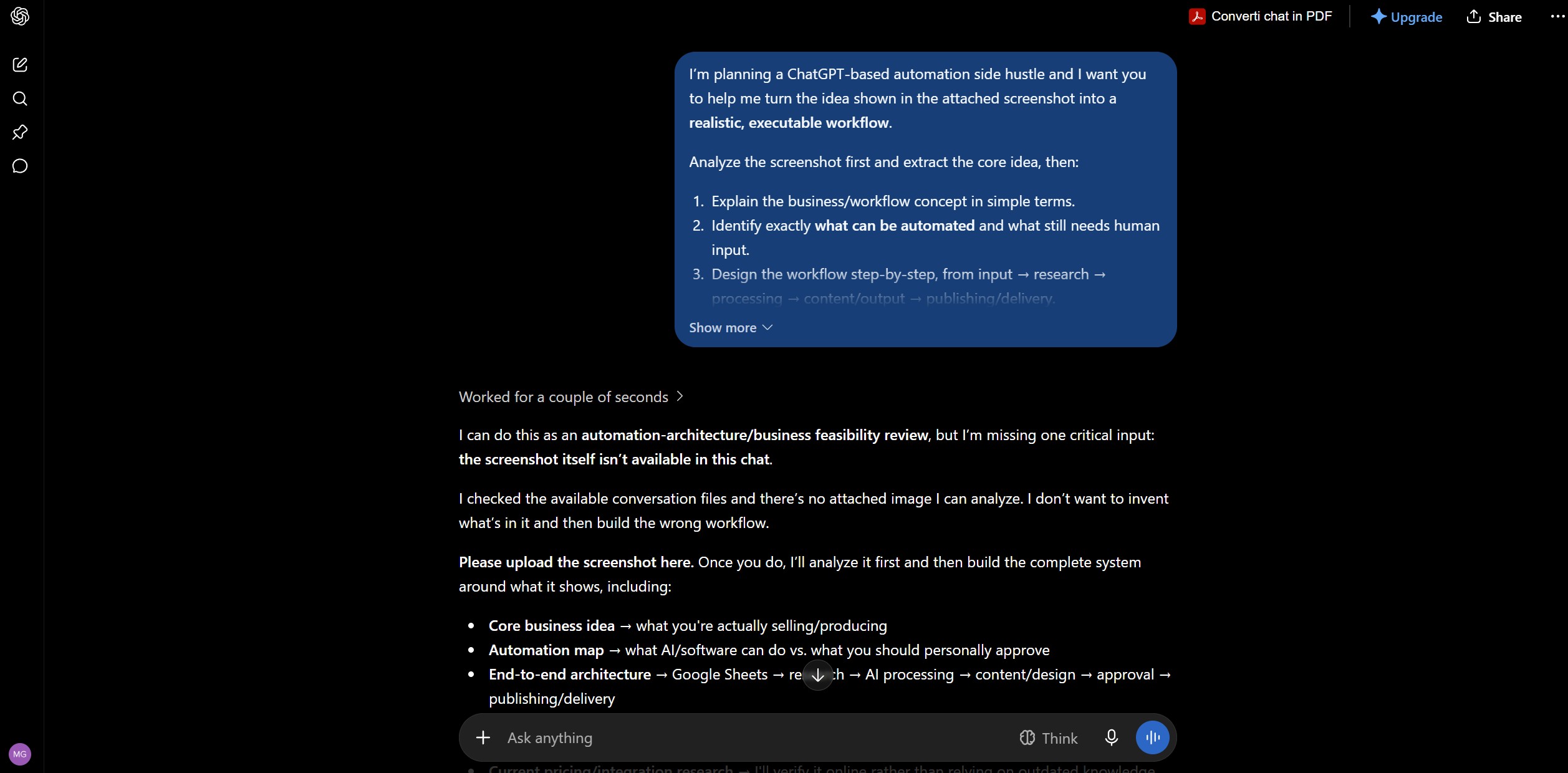 Planning a ChatGPT automation side hustle workflow on a laptop with notes