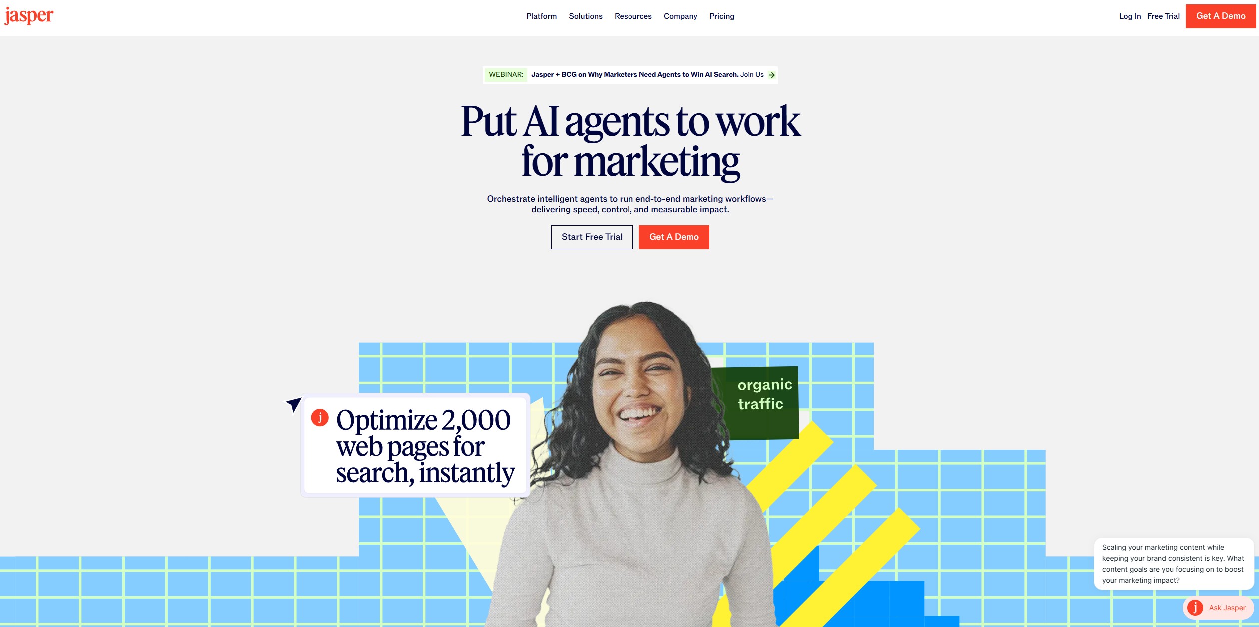 Jasper AI screenshot, an all-in-one AI tool for brand-voice marketing content