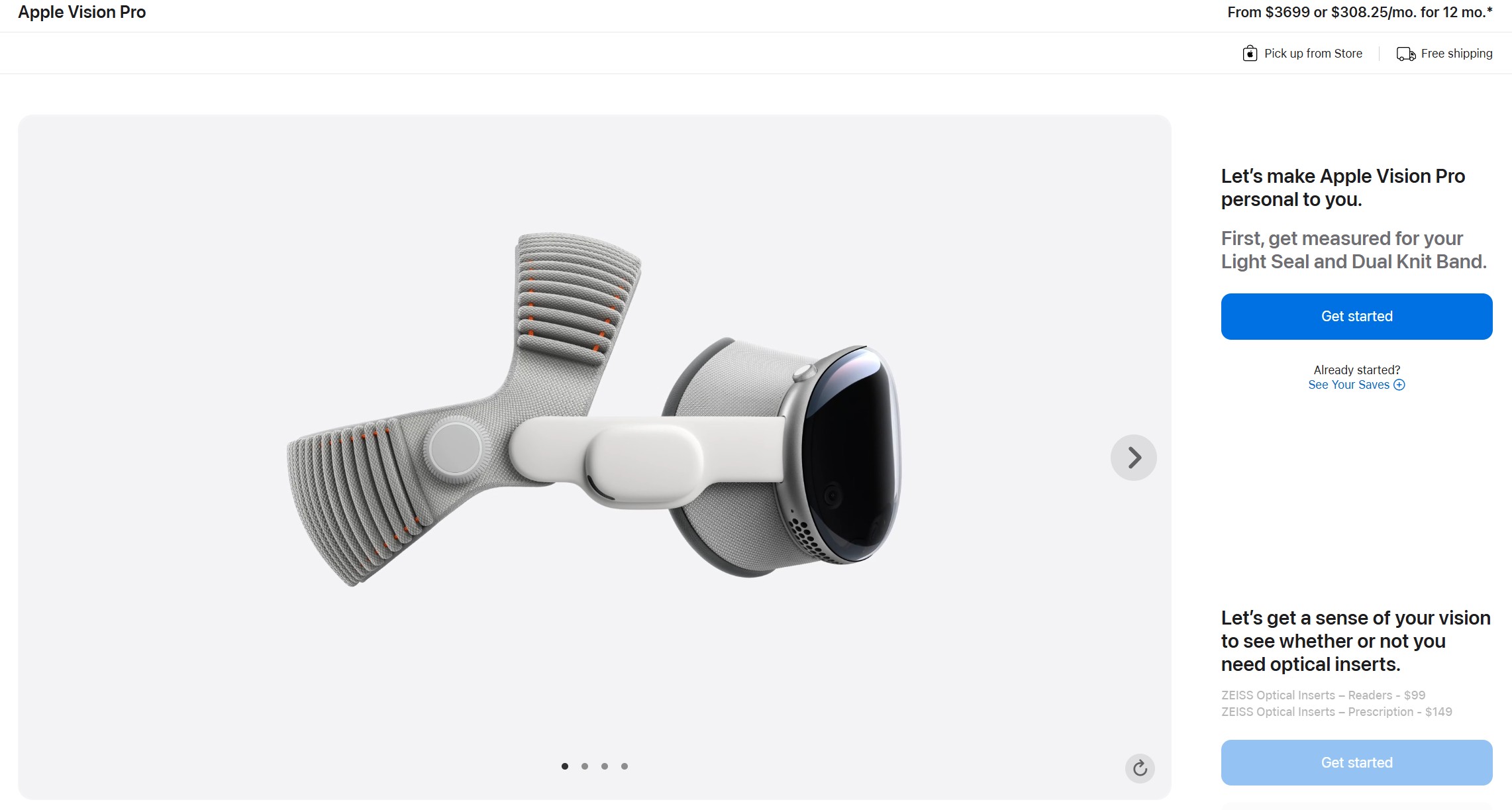 Apple Vision Pro official product page showing current 2026 price, used in the Meta Quest 3 vs Apple Vision Pro comparison