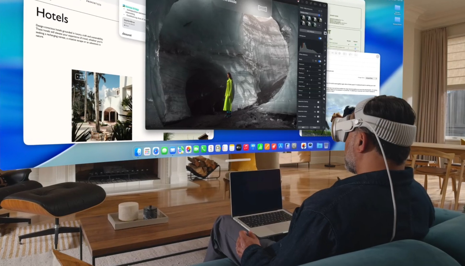 Person wearing a mixed reality headset, illustrating the Meta Quest 3 vs Apple Vision Pro use case comparison