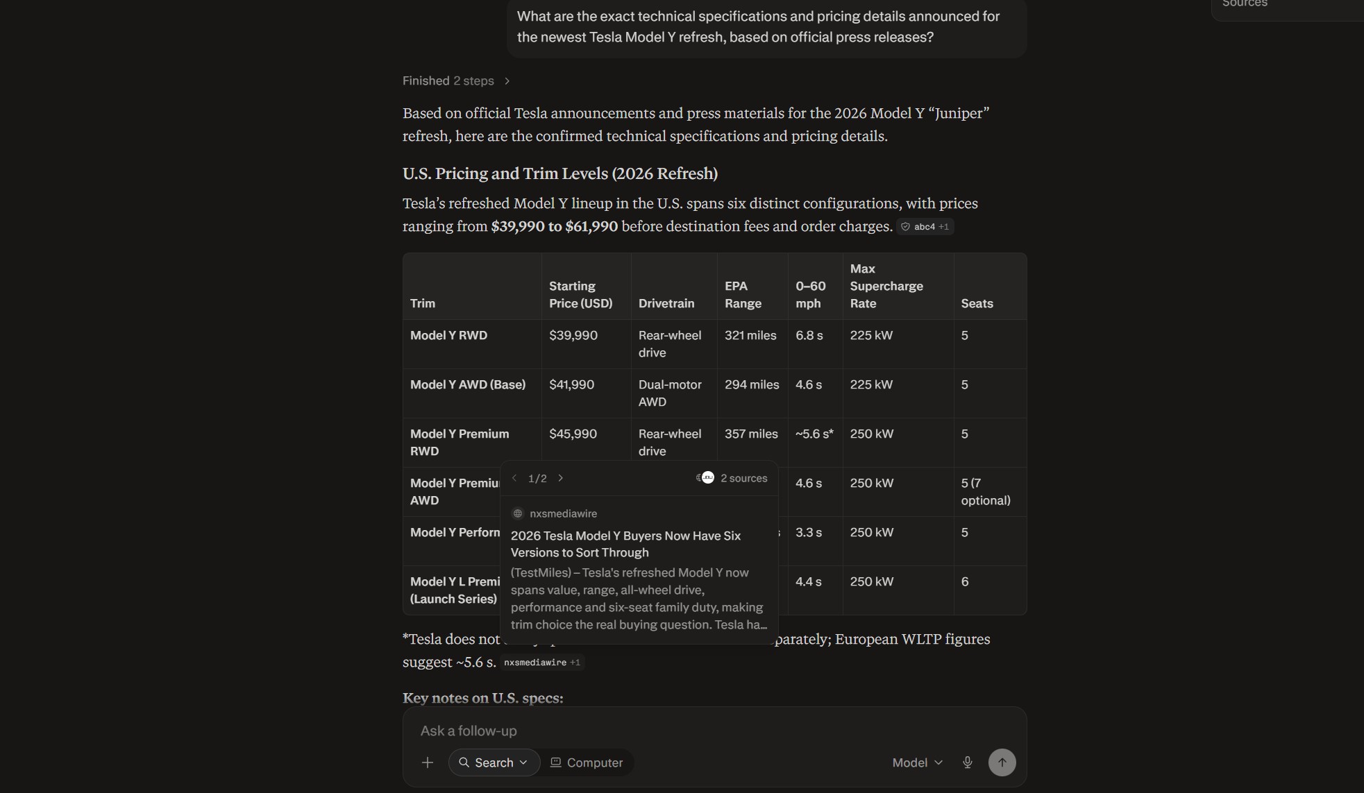 Perplexity AI review — search results with numbered citations visible